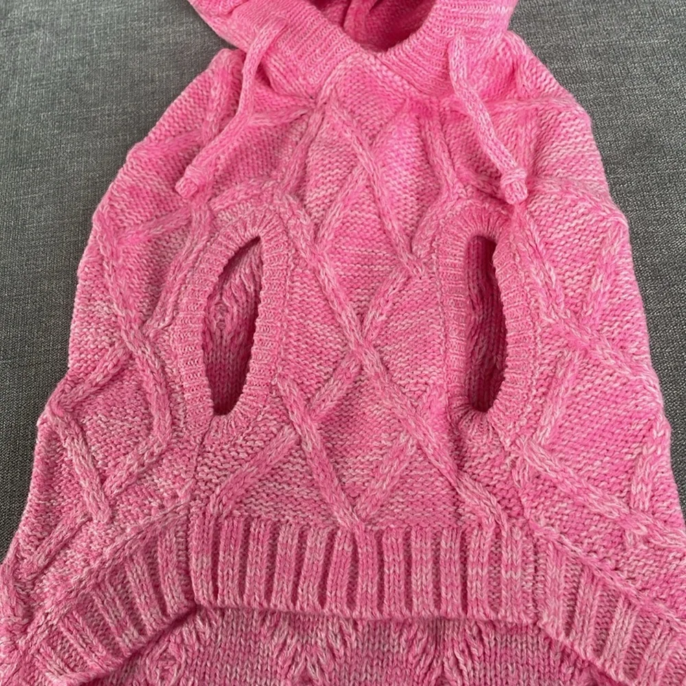 Light Pink Dog/Cat Hoodie With Puffball